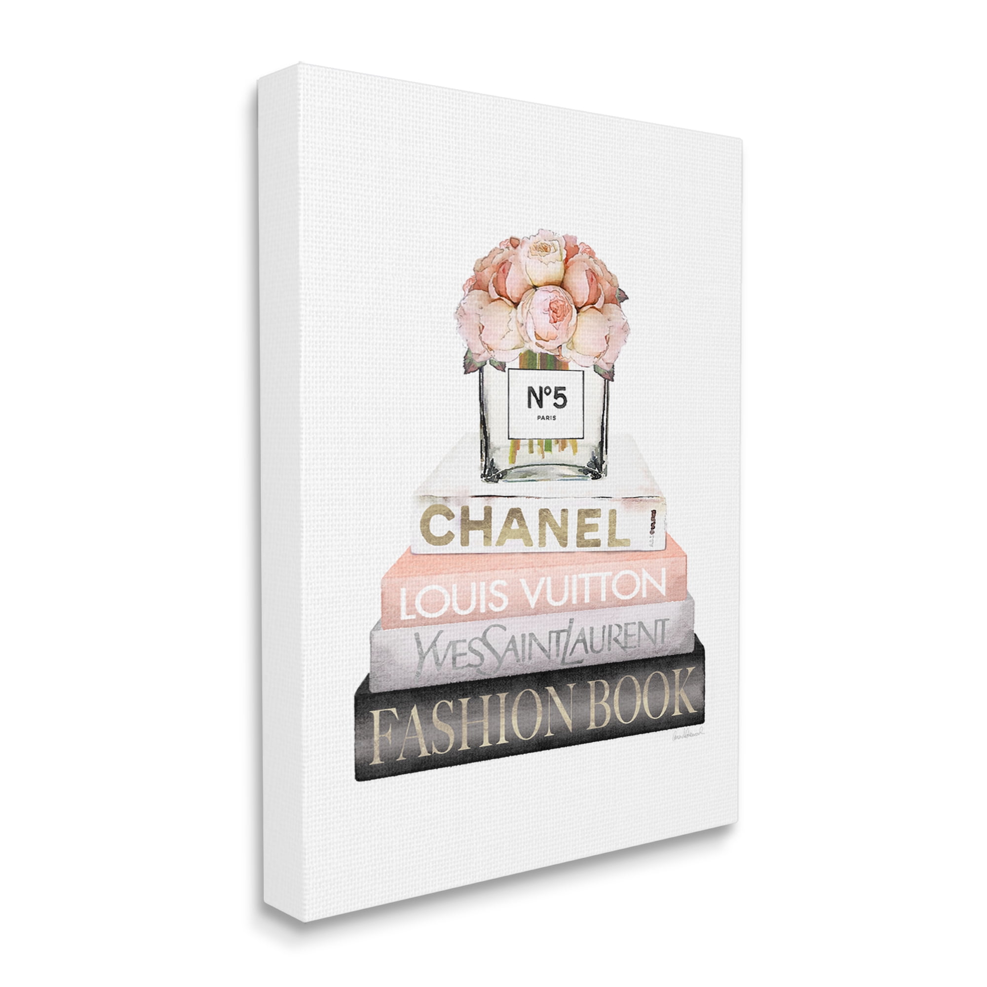 Stupell Industries Pink Fashion Book Stack Beauty & Fashion Painting Gallery Wrapped Canvas Print Wall Art, 30 x 40
