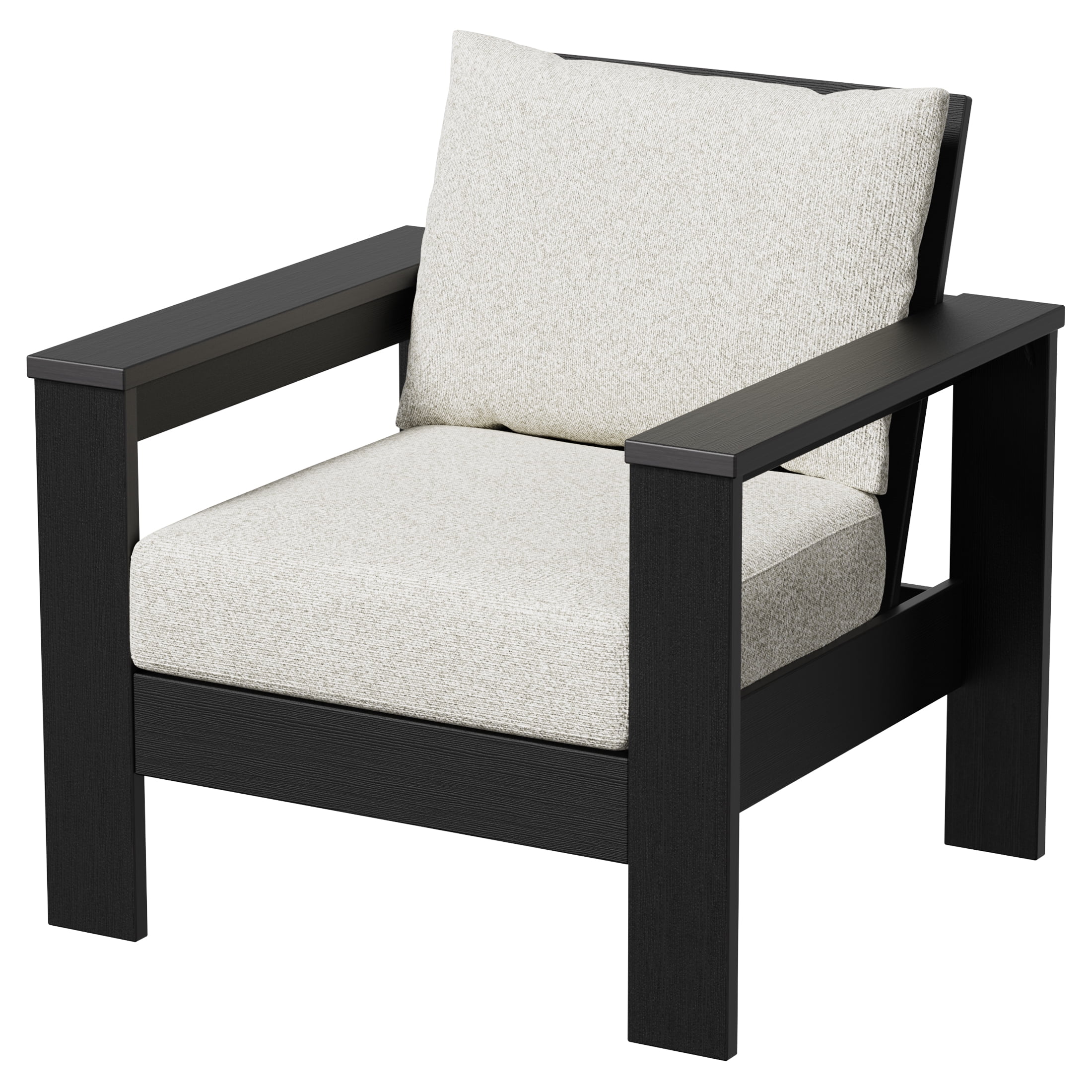 Better Homes & Gardens Ezra Outdoor HDPE Club Chair, Black with Cream Boucle Cushions