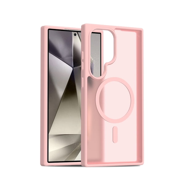 ELEHOLD Case for Samsung Galaxy S24 Ultra, Shockproof Magnetic Skin-Feel Case,Compatible with Wireless Charging,Pink