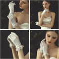 thumbnail image 2 of PIKADINGNIS Women Bridal Wedding Gloves Satin Short Opera Gloves Pearl Wrist Banquet Dress Gloves Fancy Party Floral Gloves, 2 of 6
