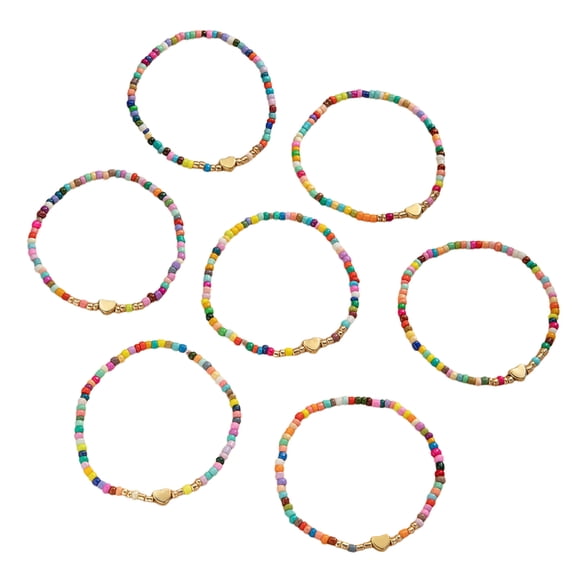 7 Colorful Beaded Elastic Bracelets For Women Stylish Stackable Stretch Jewelry Gift Set