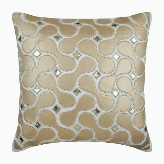 Cushion Cover, 22x22 inch (55x55 cm) Pillow Cover, Ivory Pillows Cover, Metallic Faux Leather Abstract Theme Geometric Pillow Covers, Silk Cushion Covers, Geometric - Gold Space