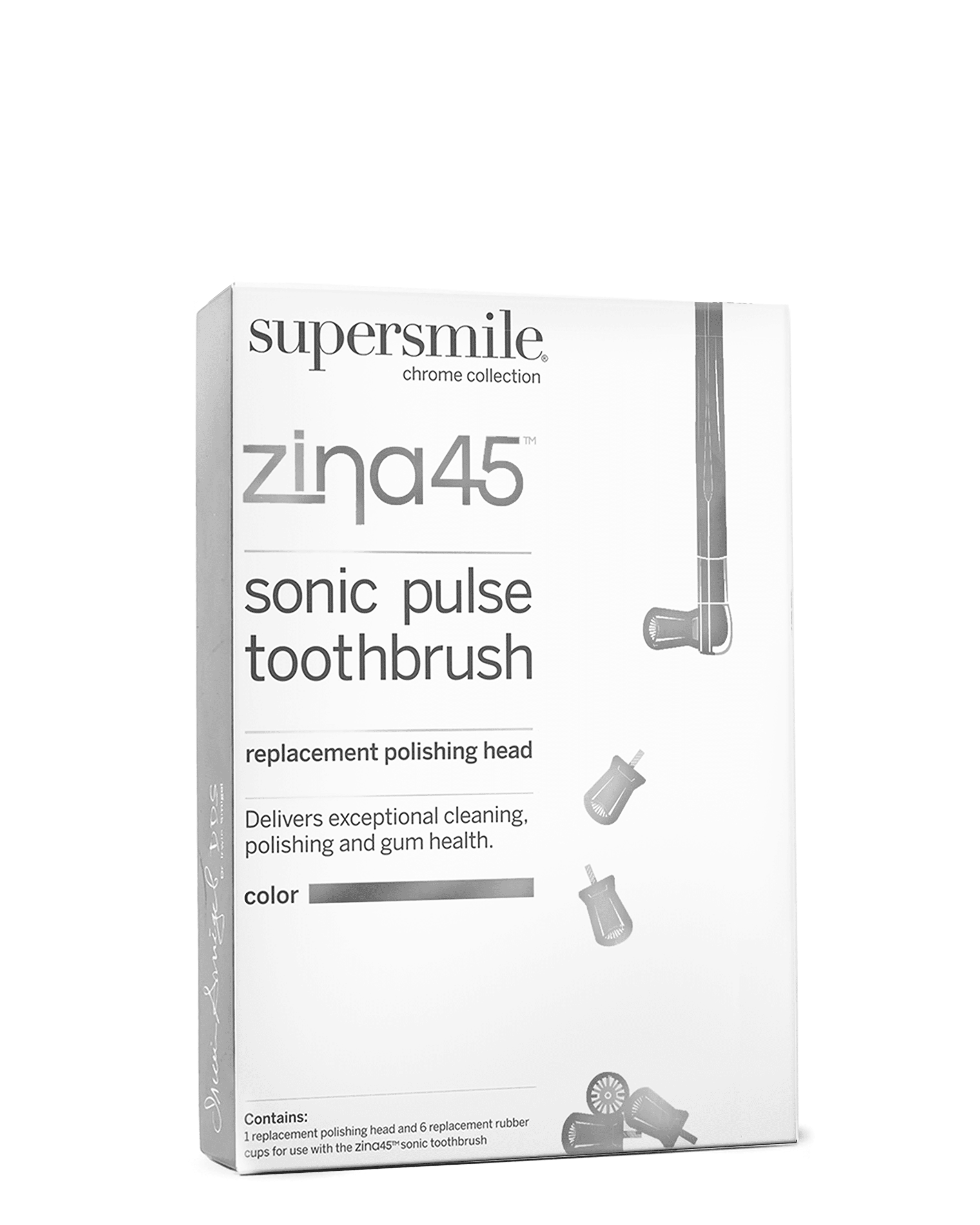Supersmile Zina45 Replacement Polishing Head, Silicone Cup, Silver