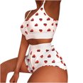 thumbnail image 1 of Conjunto informal de mujer con estampado de bloques de color y dobladillo con volantes, ropa de casa, chaleco con tirantes, traje a juego para mujer, 1 of 4