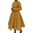 thumbnail image 2 of Vestido de Lentejuelas para Mujer, Talla Grande, Larga, Corte A, Acampanado, para Fiesta, Cóctel, Noche, Brillante, Champán S, 2 of 6