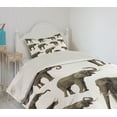 thumbnail image 2 of Ambesonne Forest Quilted Coverlet 2 Pcs, s Tusk Ear, Twin Size, Sepia White, 2 of 5