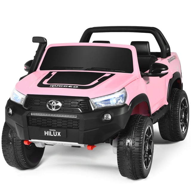 Gymax 2*12V Licensed Toyota Hilux Ride On Truck Car 2-Seater 4WD w/ Remote Control Pink