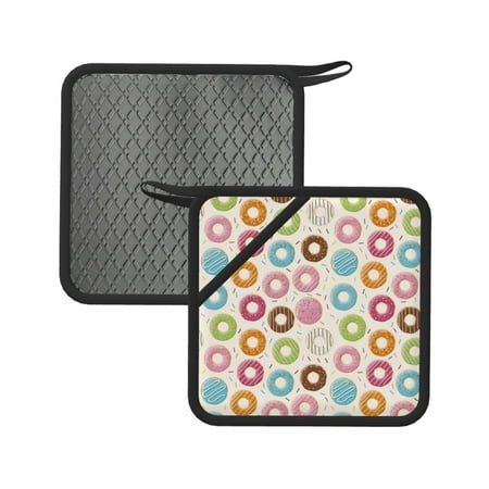 

2PCS Pot Holders for Kitchen - Heat Resistant Silicone Pot Holders with Hanging Loop Colorful donuts C Non Slip Oven Hot Pads Potholders for Decor Baking Cooking Kitchen