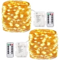 thumbnail image 1 of 2 Pack Fairy Lights 20 FT 60 LEDs Orange Lights Battery Operated with Remote Christmas Lights Waterproof Copper Wire Firefly Twinkle Lights String Lights for Bedroom, 1 of 7
