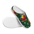 thumbnail image 3 of Yiaed Vintage Santa Skiing Green Plaid Print Slippers Fuzzy Warm Cozy Slippers Non Slip House Slippers For Indoor Outdoor Slippers House Slippers-39/40, 3 of 7