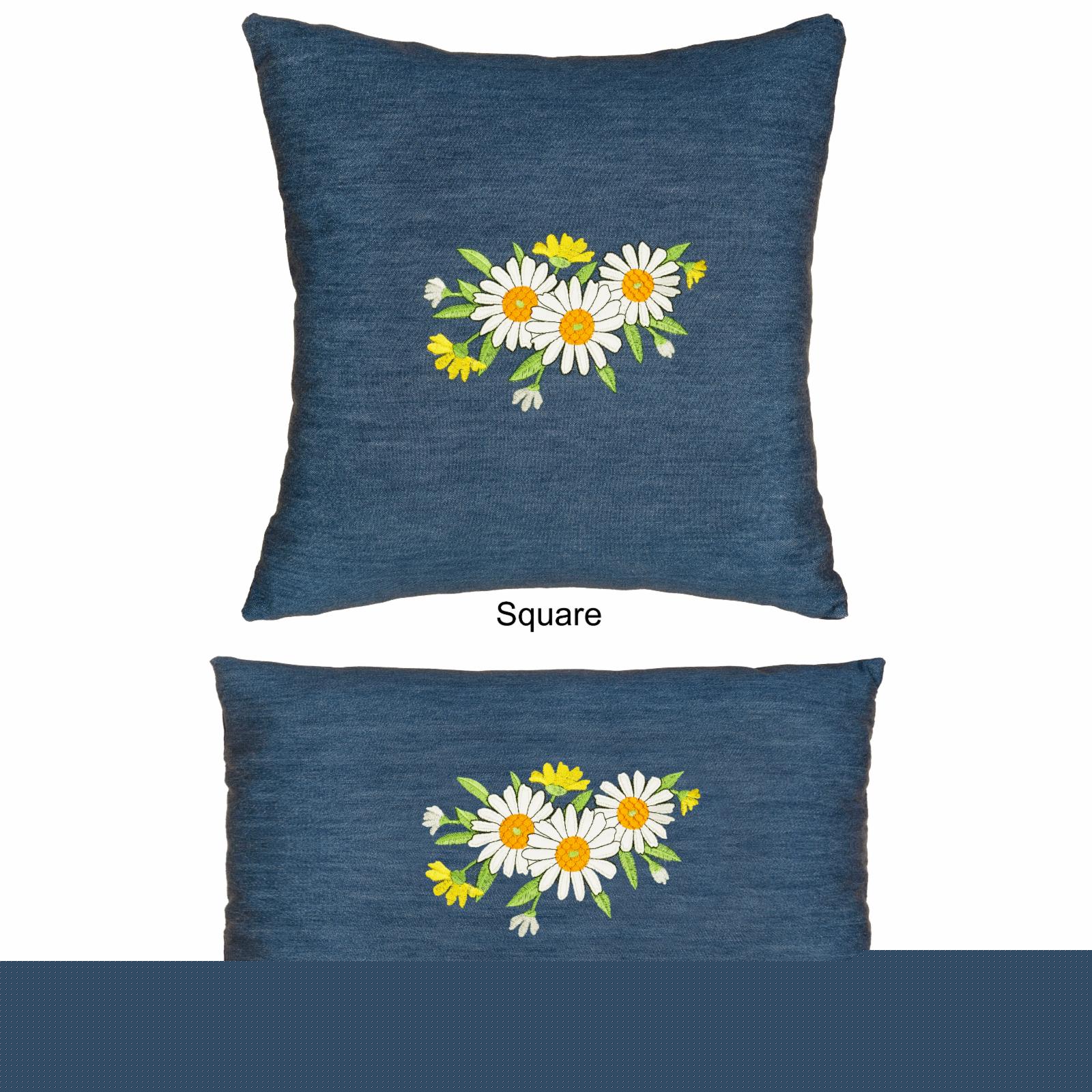 Linum Home Textiles Denim Decorative Square Pillow Cover 18" x 18", Daisy