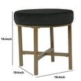 thumbnail image 2 of Benjara Round Shape Metal Framed Ottoman with Velvet Upholstered Seat, Black and Brown, 2 of 5