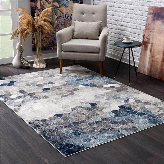 7 x 10 ft. Navy Blue Cobblestone Pattern Area Rug
