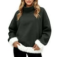 thumbnail image 2 of Chandails d'Hiver Grande Taille pour Femmes Mode Décontractée Imprimé Col Roulé Manches Longues Chandail en Molleton Drôle Chandails à Capuchon Noir TTG, 2 of 5