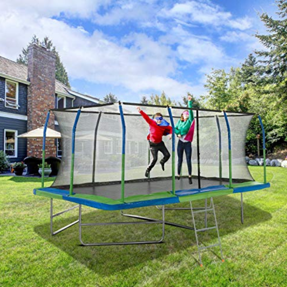 Outdoor Heights Standard Rectangular Kids Trampoline with Safety Net & Fiber Flex Enclosure Ring & Bonus Ladder - 10ft x 17ft - image 3 of 6