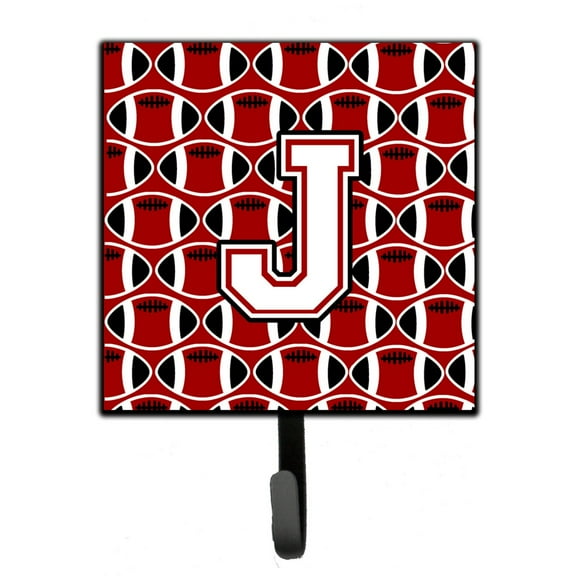 Letter J Football Cardinal and White Leash or Key Holder