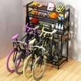 thumbnail image 4 of HOHYN 4-Bike Garage Storage Rack, 3-Tier Bike Rack Garage System with Heavy-Duty Bike Stand, Multi-Purpose Bike Storage Rack for Mountain, Road, Mountain & Fat Tire Bicycles, 4 of 7