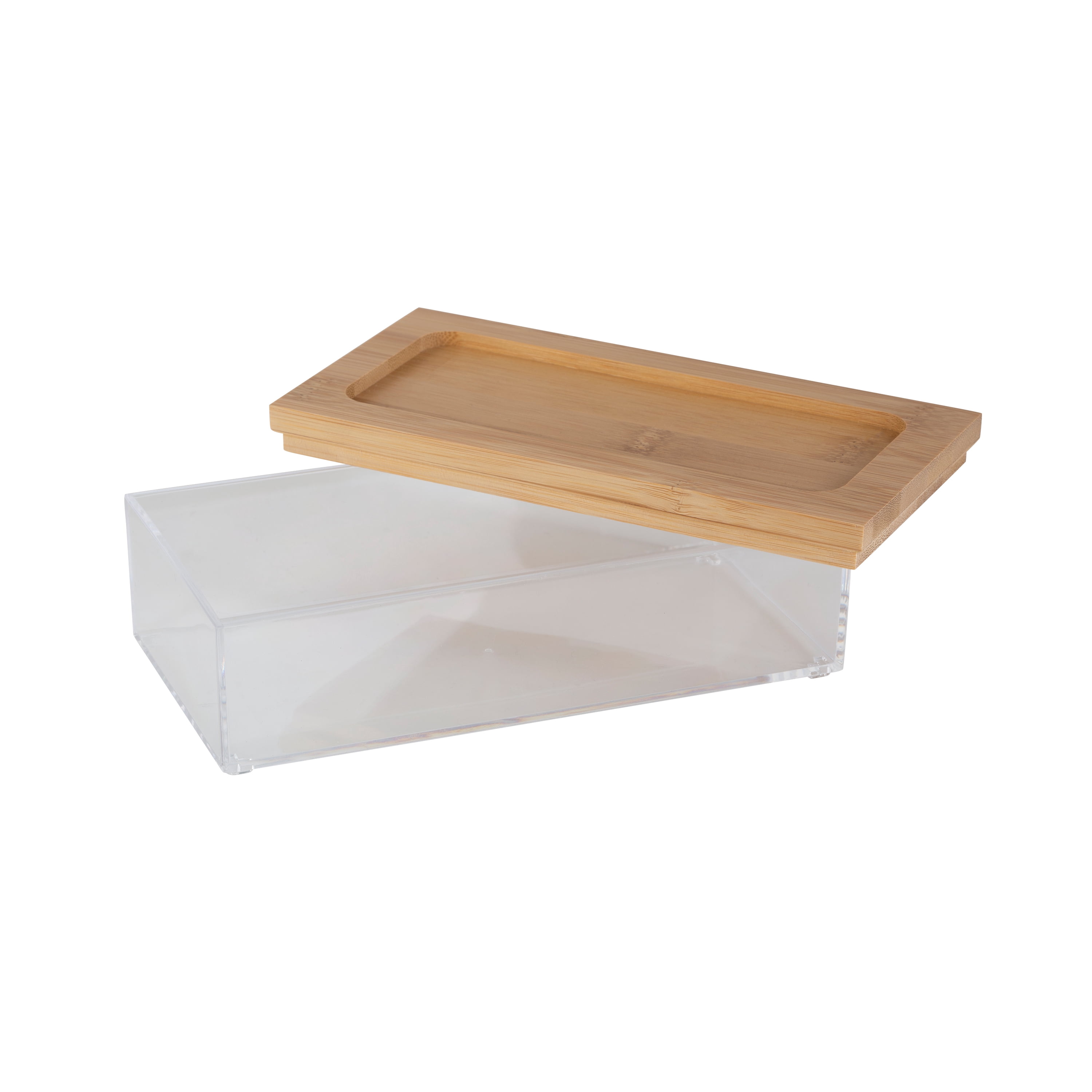 Simplify Clear Jewelry and Cosmetic Organizer Box with Bamboo Lid