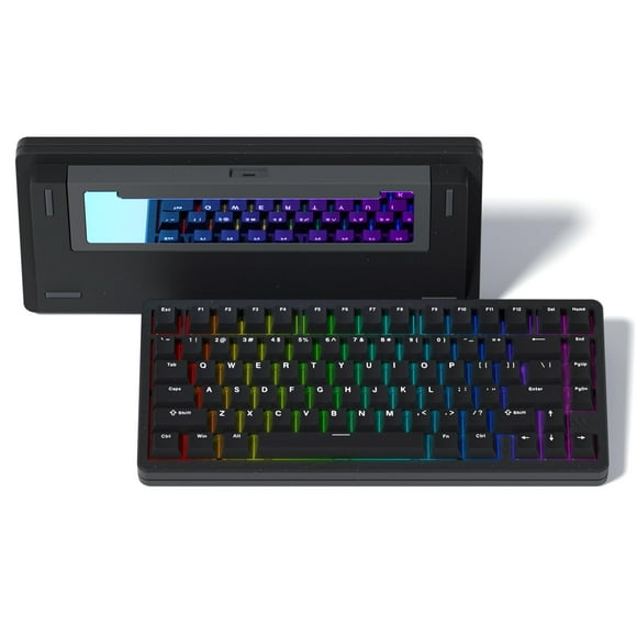 Womier SK75 75% Keyboard with Full Aluminum Wireless Mechanical Gaming Keyboard, VIA Custom Pre-lubed POM Switches RGB Creamy Gaming Keyboard, 3-Modes Gasket Hot Swappable, Black