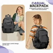 Aesthetic School Backpack Waterproof Black Bookbag College High School Bags for Students Lightweight Casual Daypack Laptop Backpacks for Men Women