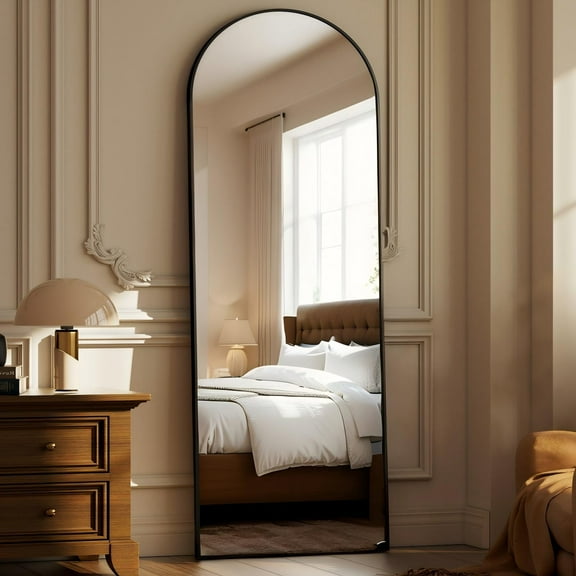 Mirrosa 68"x 22" Arched Full Length Mirror with Stand Standing Mirror,Black