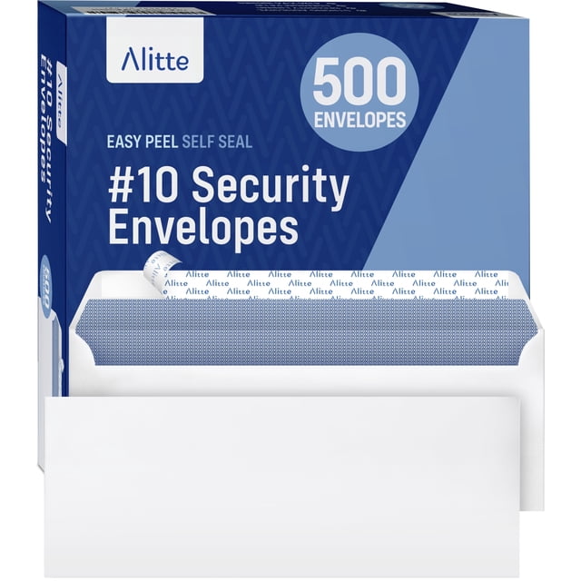 #10 Security Envelopes Letter Size Self Seal, 500 Count, Mailing Envelopes, Checks, Letters, Office Documents - Windowless, Security Tinted, Business