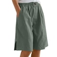 thumbnail image 2 of CUSTG Women Leisure Trousers Elastic High Waist Split Shorts Trousers With Pockets For Summer Comfort Holiday Work Pants Women, 2 of 6
