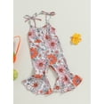 thumbnail image 4 of ZINTAOZT Toddler Baby Girls Halloween Jumpsuit Flower/Pumpkin Sleeveless Tie-up Bell-Bottoms Romper Outfit Fall Clothes, 4 of 8