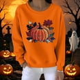 thumbnail image 5 of VKOYWKM Oversized Sweatshirt for Women Halloween Pumpkin Graphic Sweatshirt Party Tops Fall Long Sleeve Crewneck Sweatshirts Holiday Cozy Thanksgiving Pullover, 5 of 5