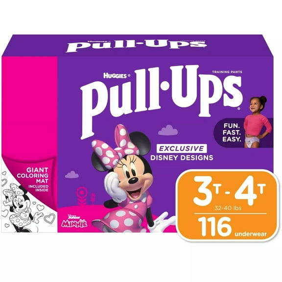 Huggies Pull-Ups Potty Training Pants for Girls 3T-4T 32-40 Pounds (116 Count)