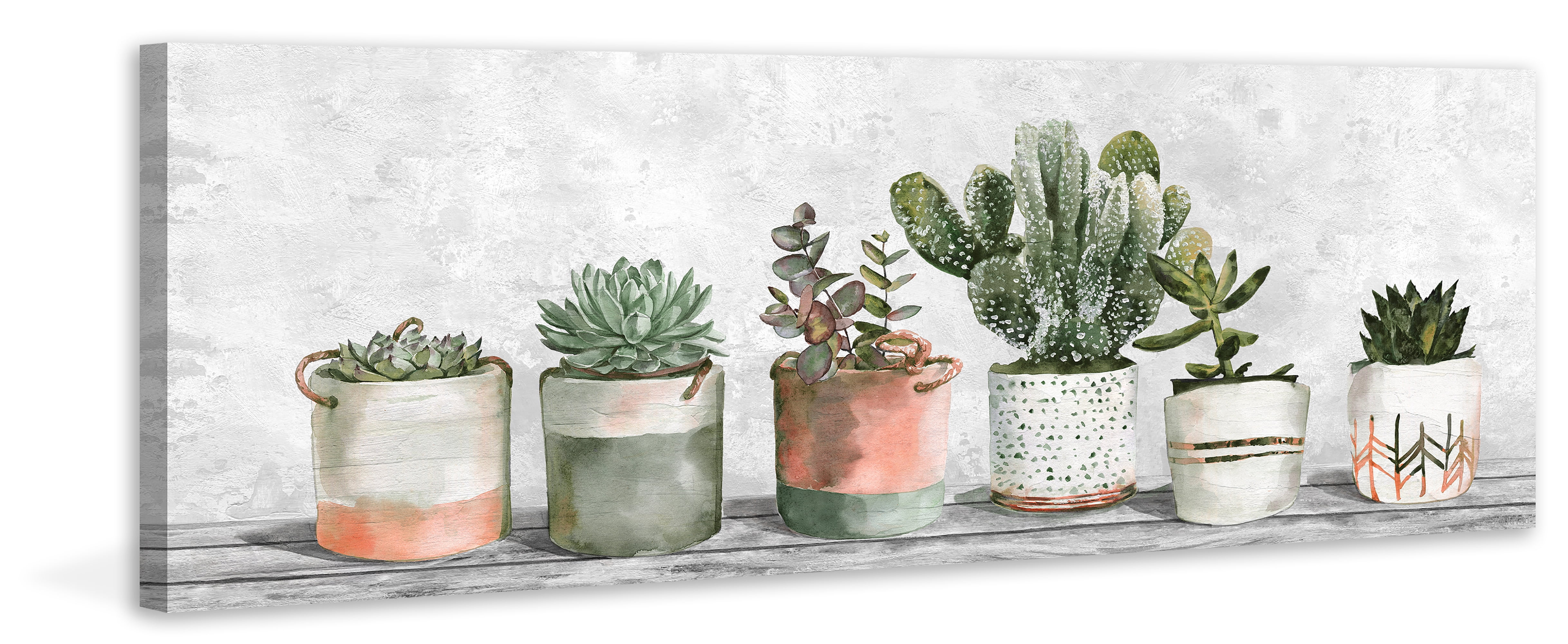 Marmont Hill Cacti Tribe Canvas Wall Art, 10" x 30"