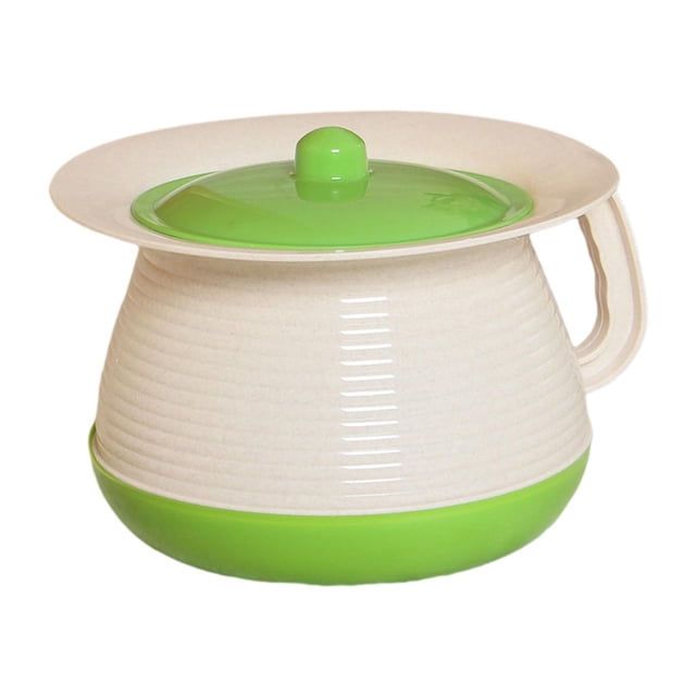 Escupidera portátil con tapa y asa, inodoro de cabecera, cubo, urinario práctico Verde
