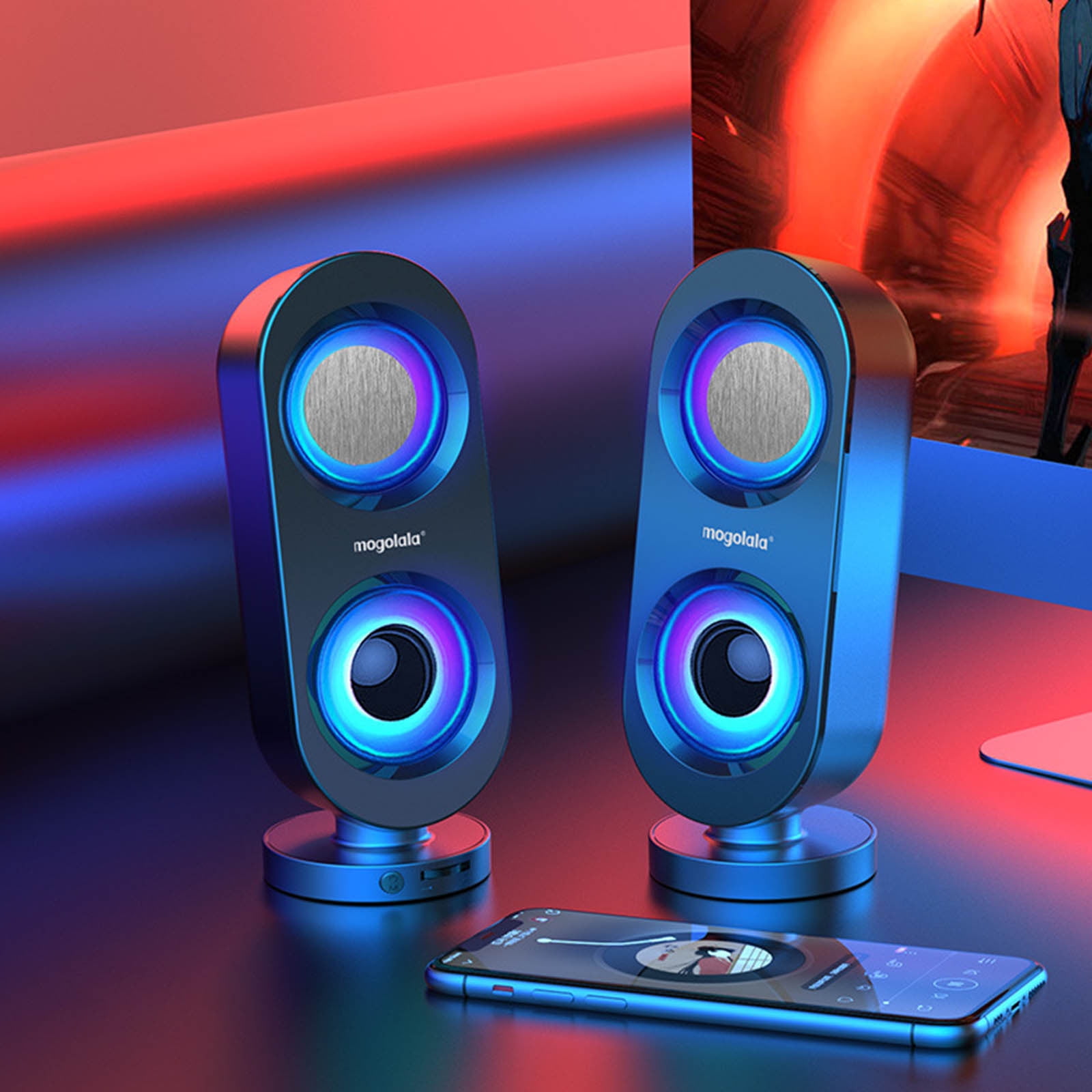 FNYOXU Bluetooth Speaker Desktop Game Computer Audio Desktop Home Mobile Phone Small Speaker Mini Subwoofer Wired USB High Volume