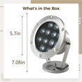 thumbnail image 4 of LED Underwater Pond Light, 9W RGB Color Changing, Waterproof Submersible Pool Light with Stainless Steel Housing, Adjustable Fountain Light for Fish Tank Aquarium Waterfall Garden, 4 of 5