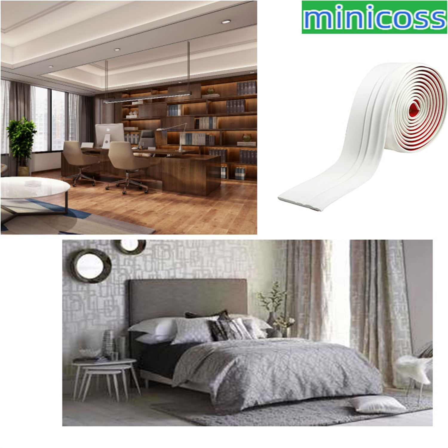 Flexible Baseboard Molding Trim Self Adhesive, Peel and Stick Rubber