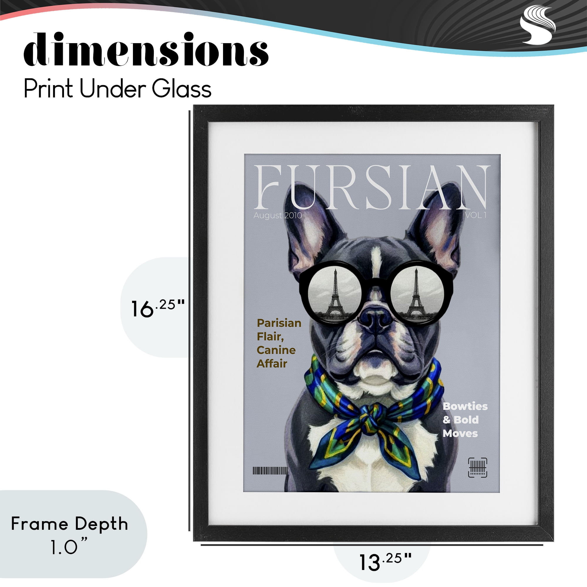 Stupell Industries Fursian Dog Fashion Magazine Black Framed Print Under Glass, design by A Barefoot Stylist
