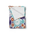 thumbnail image 2 of Clock Soft Flannel Fleece Throw Blanket, Vintage Clock Mechanism Roman Numbers Hour and Minute Hand Pattern Print, Cozy Plush for Indoor and Outdoor Use, 60" x 80", Blue and Dark Orange, by Ambesonne, 2 of 5