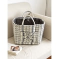 thumbnail image 2 of Vintage Toile Quilted Storage Basket, Large Fabric Organizer with Handles, Checkered Lining & Decorative Pocket for Laundry, Blankets & Toys, 2 of 6