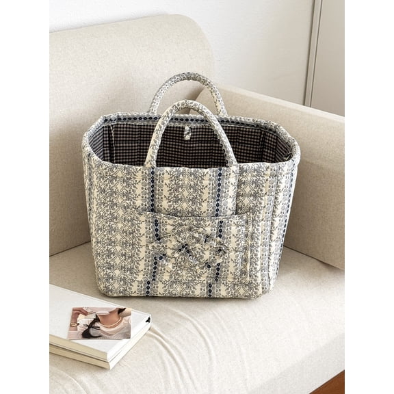 MMJ Vintage Floral Quilted Laundry Basket Fabric Organizer with Handles Home Decor Dorm Room Decor