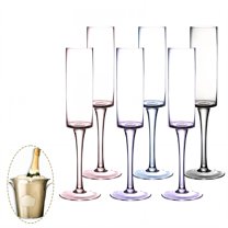 ACDANC 6Pcs Champagne Flutes Plastic 5.5 oz Thermal Safe Clear Cups Cocktail Cups for Parties Mix2