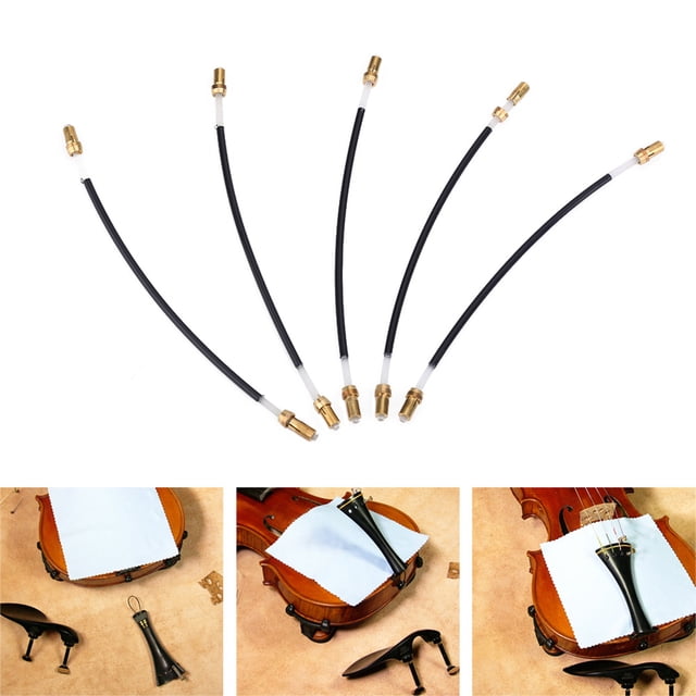 Kit de Traña Trasera de Nailon, Repuesto de Cordón Con los Conectores de Trasero de Tornillo de Latón para Violín 3/4, 4/4, 5 UDS.