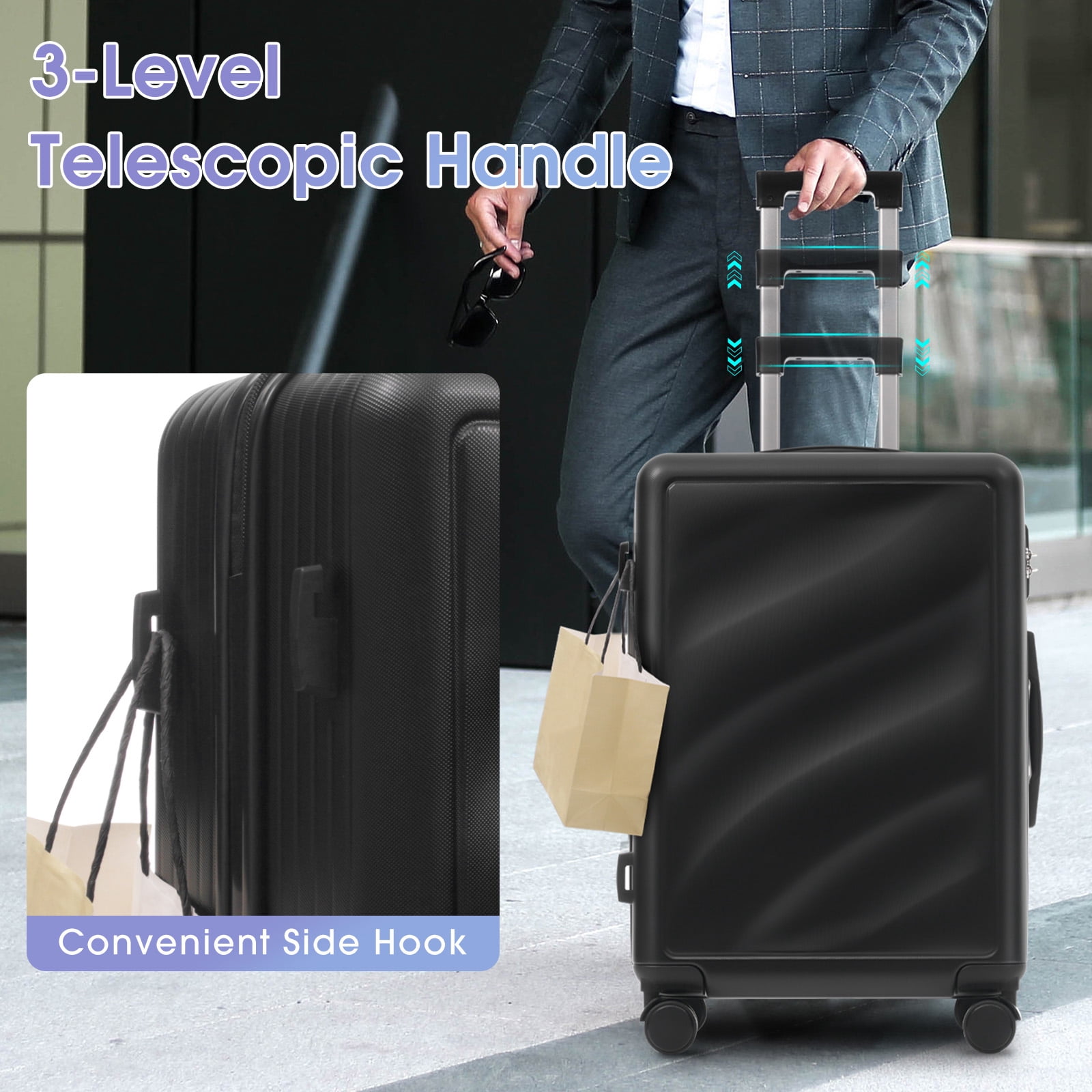 Luggage Set 3 Piece, Lightweight Durable ABS Suitcases with Spinner Wheels and TSA Lock, Carry-on & Checked Travel Luggage (20"/24"/28")