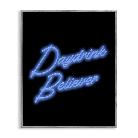 Stupell Industries Eclectic Neon Daydrink Believer Phrase Gray Framed Giclee Art, 24 x 30, by House of Lulu