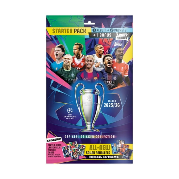 2025-26 Topps Champions League Stickers - Mega Starter Pack (Album + 43 Stickers)