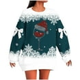 thumbnail image 2 of Women's Christmas Sweatshirt Plus Size Long Sleeve Bow Crewneck Pullover Oversized Casual Party Printed Tops Fall Winter Cozy Sweatshirt, 2 of 5