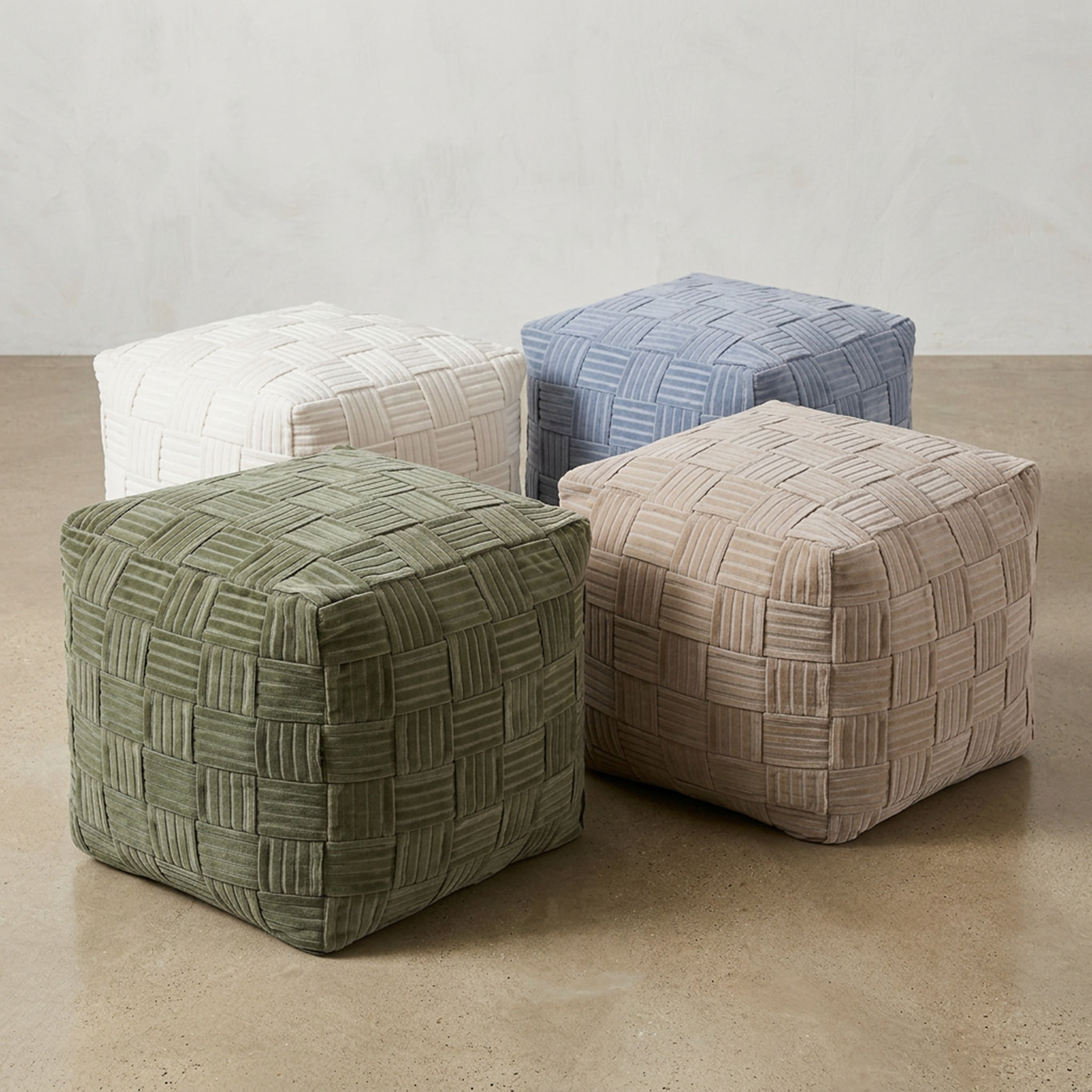 Better Homes & Gardens Velvet Woven Pouf Cover, Latte Swirl