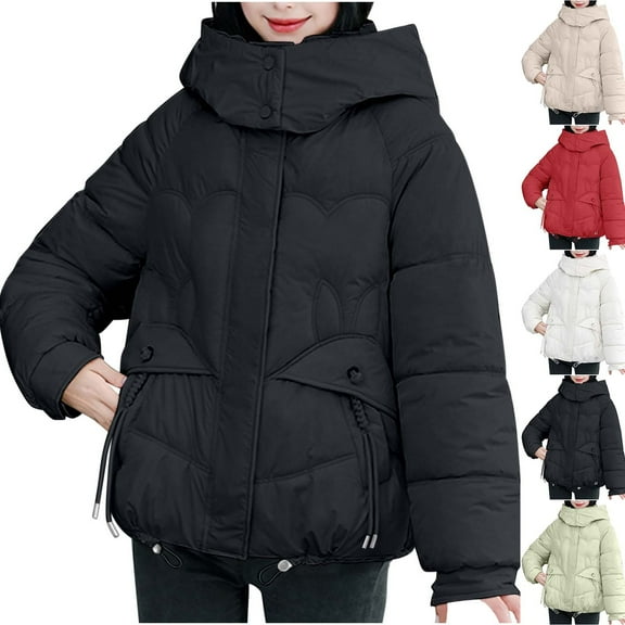 Winter Warm Coats for Womens Fashion Plus Size Solid Color Hooded Jacket