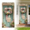 thumbnail image 1 of zhangmingg Easter Door Cover Decorative Scene with Ribbon and Florals for Seasonal Holiday Entryway Decorations, 1 of 7
