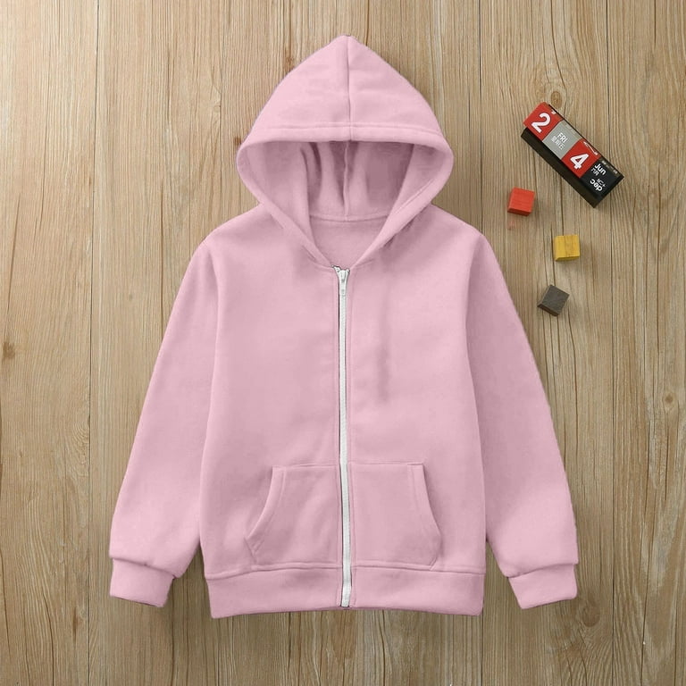 Boys Hoodies Kids Pink Full Zip Up Hoodies Casual Long Sleeve