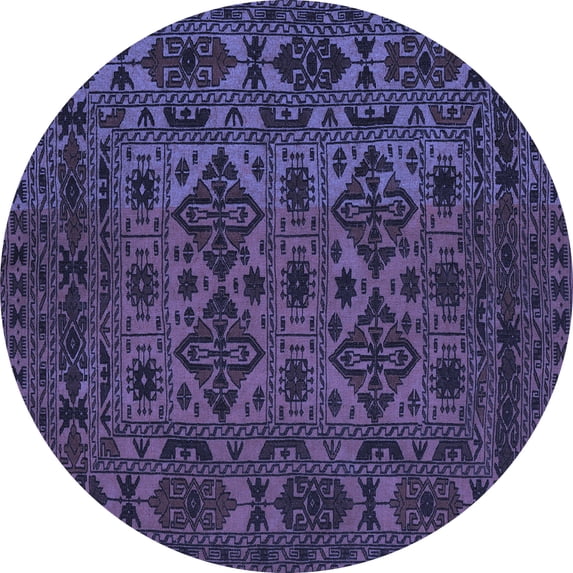 Ahgly Company Machine Washable Indoor Round Persian Blue Traditional Area Rugs, 8' Round